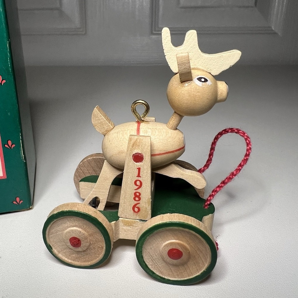 1986 Hallmark Keepsake‎ Wooden Reindeer Nostalgic Childhood Series Ornament